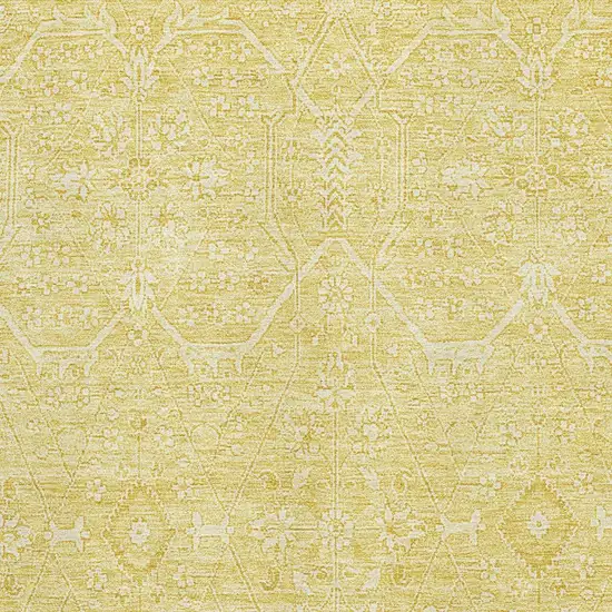 Gold And Ivory Floral Washable Area Rug With UV Protection Photo 2