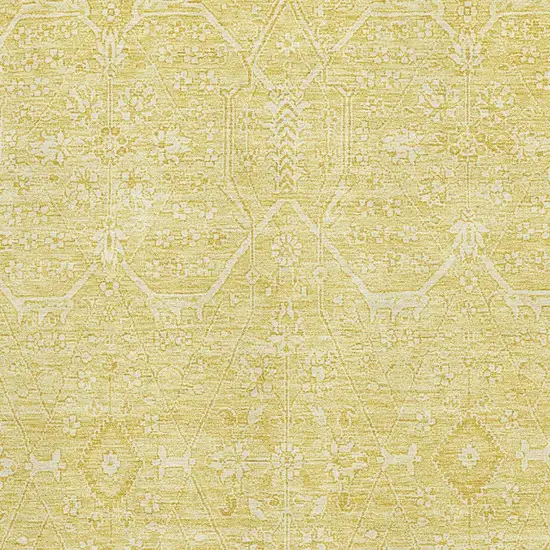 Gold And Ivory Floral Washable Area Rug With UV Protection Photo 2