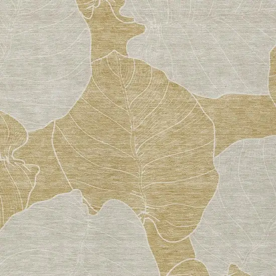 Gold And Ivory Floral Washable Indoor Outdoor Area Rug Photo 2