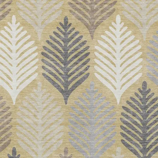 Gold And Ivory Floral Washable Indoor Outdoor Area Rug Photo 3