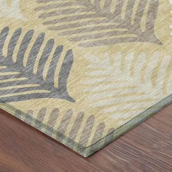 Gold And Ivory Floral Washable Indoor Outdoor Area Rug Photo 5