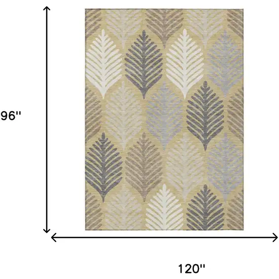 Gold And Ivory Floral Washable Indoor Outdoor Area Rug Photo 7
