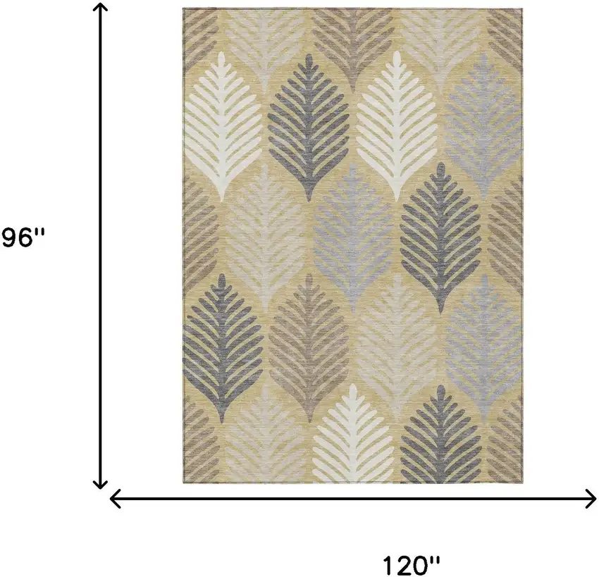 Gold And Ivory Floral Washable Indoor Outdoor Area Rug Photo 7