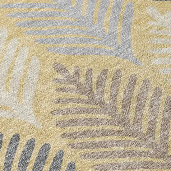 Gold And Ivory Floral Washable Indoor Outdoor Area Rug Photo 6