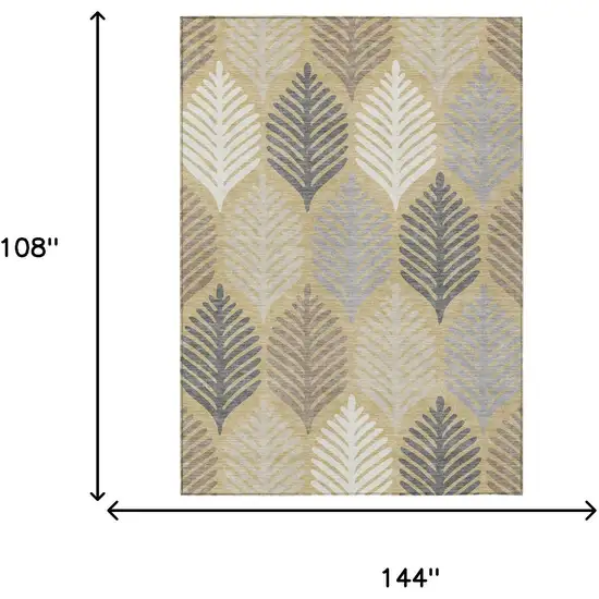 Gold And Ivory Floral Washable Indoor Outdoor Area Rug Photo 7