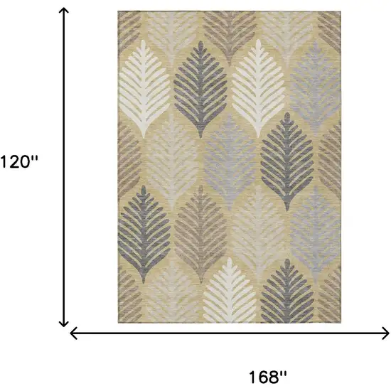 Gold And Ivory Floral Washable Indoor Outdoor Area Rug Photo 7