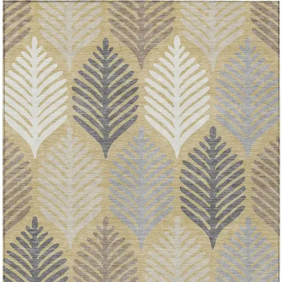 Gold And Ivory Floral Washable Indoor Outdoor Area Rug Photo 4