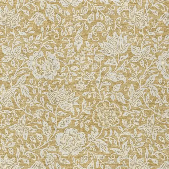 Gold And Ivory Floral Washable Indoor Outdoor Area Rug Photo 2