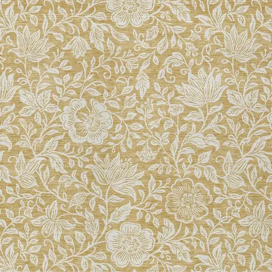 Gold And Ivory Floral Washable Indoor Outdoor Area Rug Photo 2