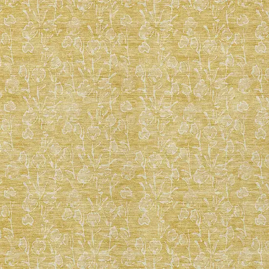 Gold And Ivory Floral Washable Indoor Outdoor Area Rug Photo 5