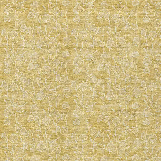 Gold And Ivory Floral Washable Indoor Outdoor Area Rug Photo 4