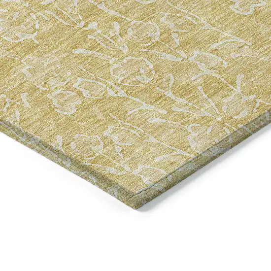 Gold And Ivory Floral Washable Indoor Outdoor Area Rug Photo 4