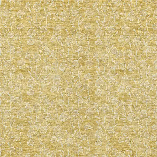 Gold And Ivory Floral Washable Indoor Outdoor Area Rug Photo 5