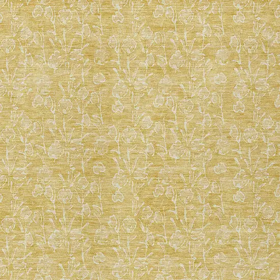 Gold And Ivory Floral Washable Indoor Outdoor Area Rug Photo 5