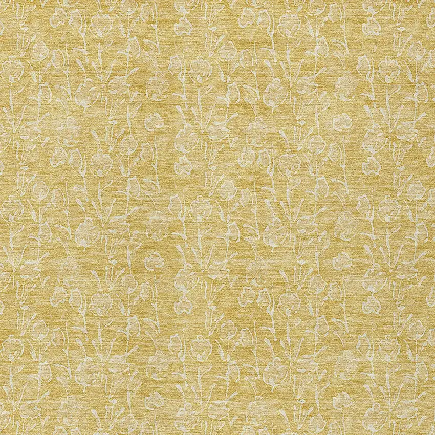 Gold And Ivory Floral Washable Indoor Outdoor Area Rug Photo 5