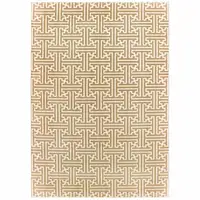 Photo of Gold And Ivory Geometric Power Loom Stain Resistant Area Rug