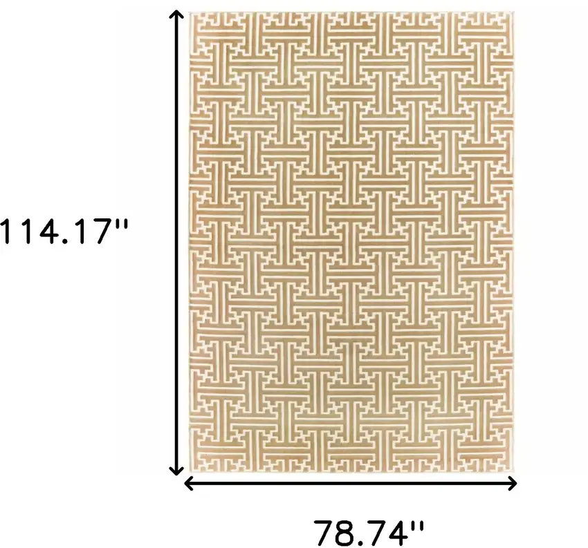 Gold And Ivory Geometric Power Loom Stain Resistant Area Rug Photo 7