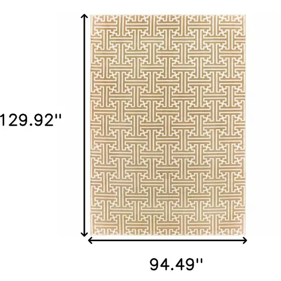 Gold And Ivory Geometric Area Rug Photo 6