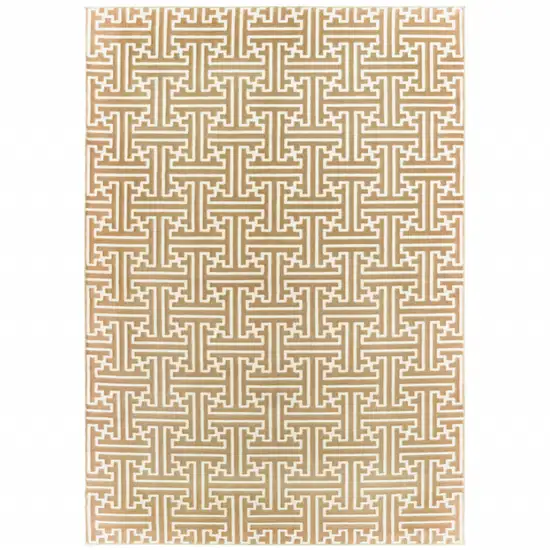 Gold And Ivory Geometric Area Rug Photo 2