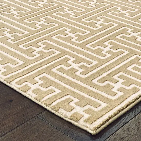 Gold And Ivory Geometric Area Rug Photo 3