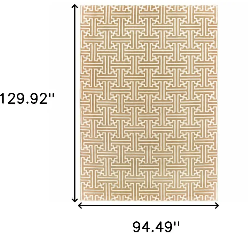 Gold And Ivory Geometric Power Loom Stain Resistant Area Rug Photo 7