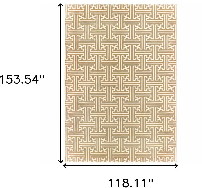 Gold And Ivory Geometric Power Loom Stain Resistant Area Rug Photo 7