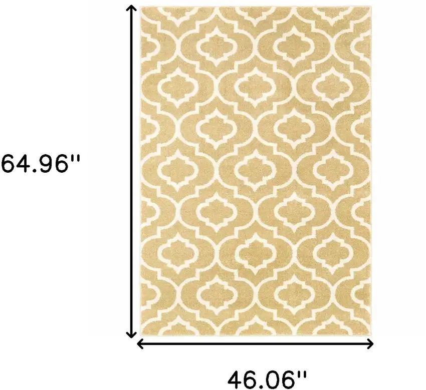 Gold And Ivory Geometric Power Loom Stain Resistant Area Rug Photo 7