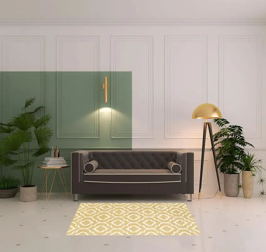 Gold And Ivory Geometric Power Loom Stain Resistant Area Rug Photo 2