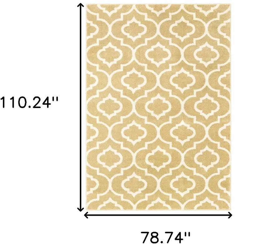 Gold And Ivory Geometric Power Loom Stain Resistant Area Rug Photo 7
