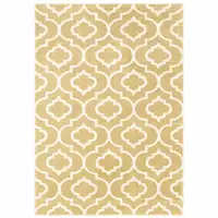 Photo of Gold And Ivory Geometric Power Loom Stain Resistant Area Rug