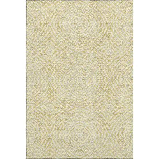 Gold And Ivory Geometric Washable Area Rug With UV Protection Photo 2