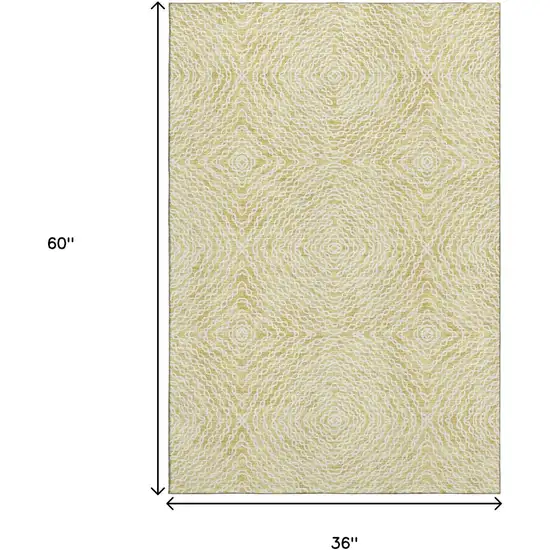 Gold And Ivory Geometric Washable Area Rug With UV Protection Photo 3
