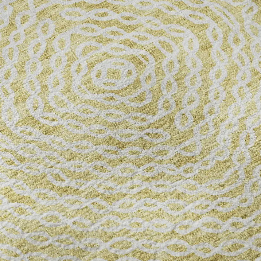 Gold And Ivory Geometric Washable Area Rug With UV Protection Photo 9