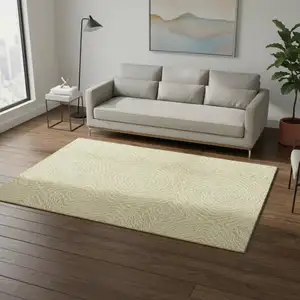 Photo of Gold And Ivory Geometric Washable Area Rug With UV Protection
