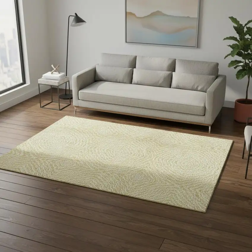 Gold And Ivory Geometric Washable Area Rug With UV Protection Photo 1