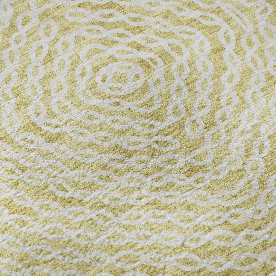 Gold And Ivory Geometric Washable Area Rug With UV Protection Photo 9