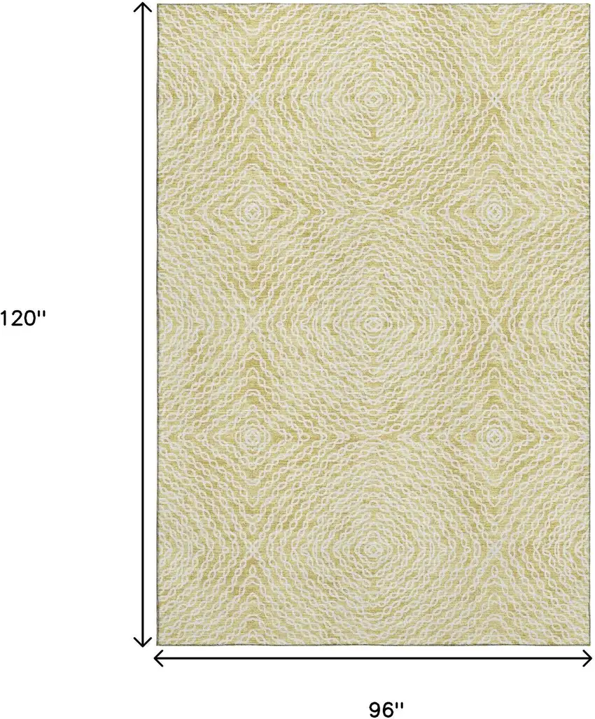 Gold And Ivory Geometric Washable Area Rug With UV Protection Photo 3