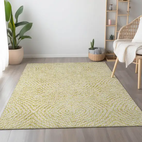 Gold And Ivory Geometric Washable Area Rug With UV Protection Photo 4