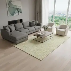 Photo of Gold And Ivory Geometric Washable Area Rug With UV Protection