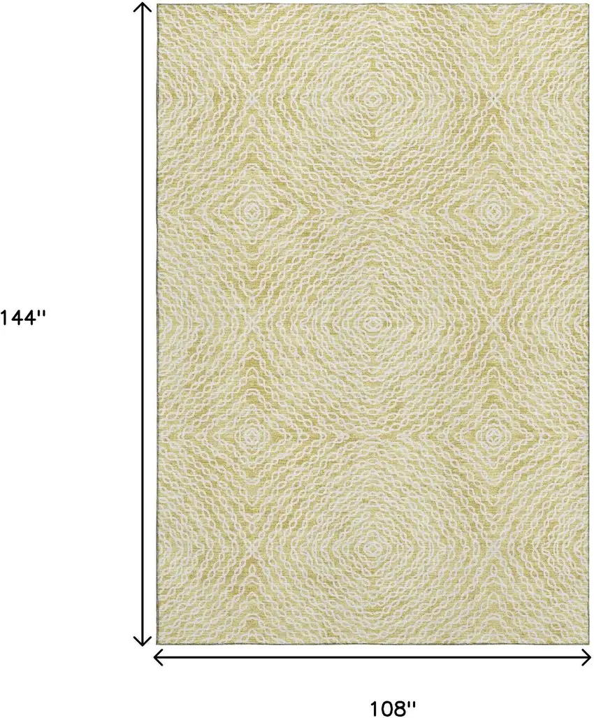 Gold And Ivory Geometric Washable Area Rug With UV Protection Photo 3