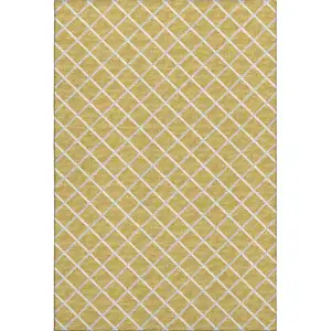 Photo of Gold And Ivory Geometric Washable Area Rug With UV Protection