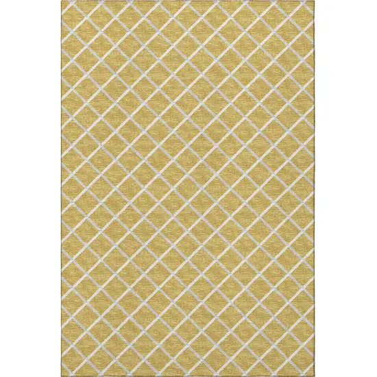 Gold And Ivory Geometric Washable Area Rug With UV Protection Photo 5