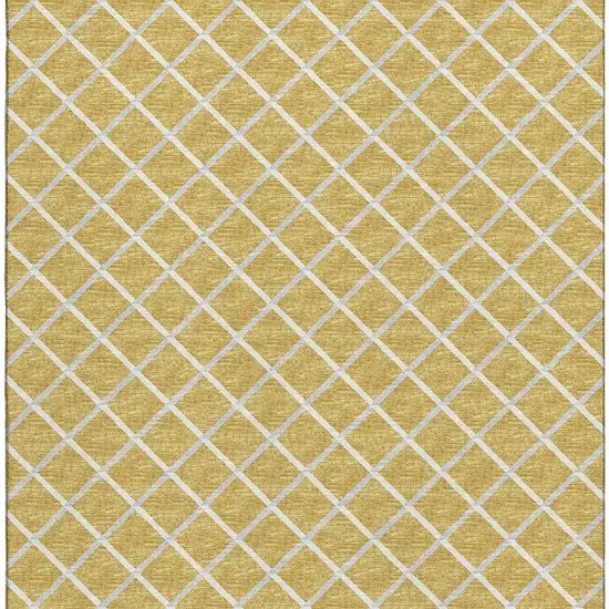 Gold And Ivory Geometric Washable Area Rug With UV Protection Photo 4