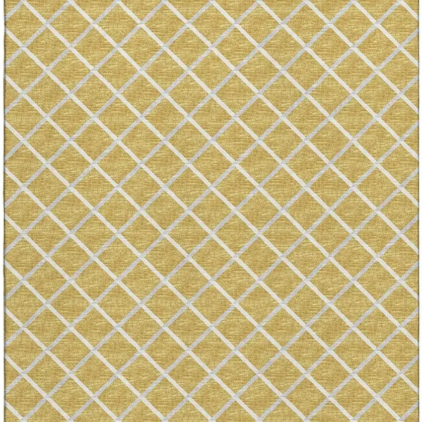 Gold And Ivory Geometric Washable Area Rug With UV Protection Photo 4