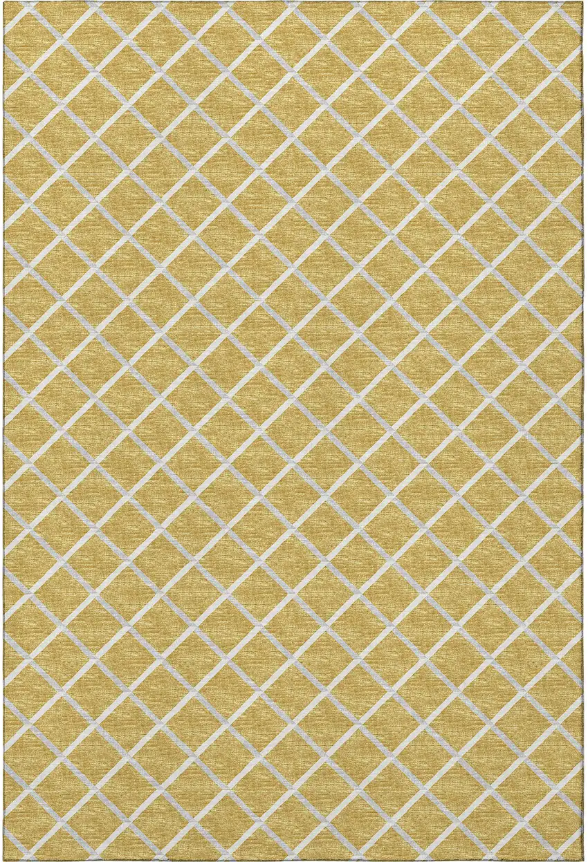 Gold And Ivory Geometric Washable Area Rug With UV Protection Photo 4