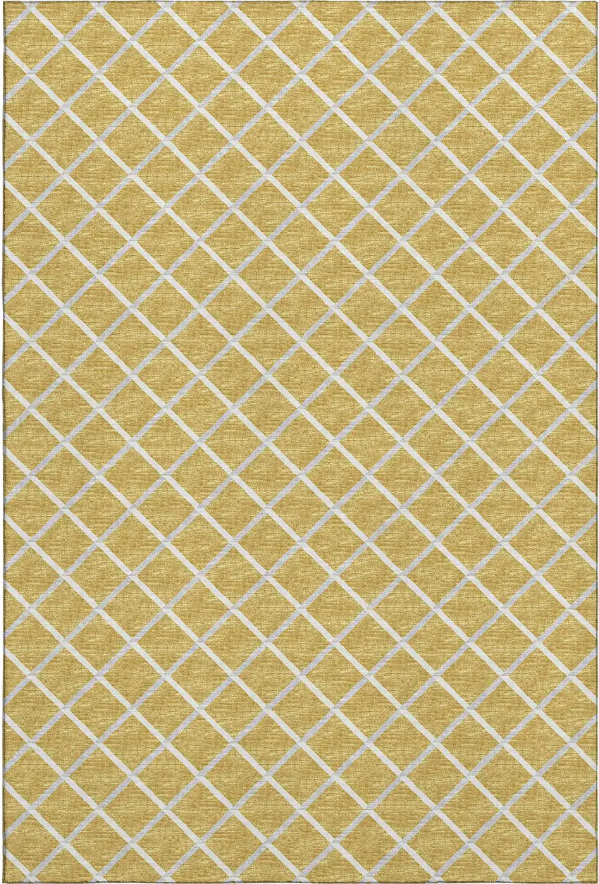 Gold And Ivory Geometric Washable Area Rug With UV Protection Photo 2