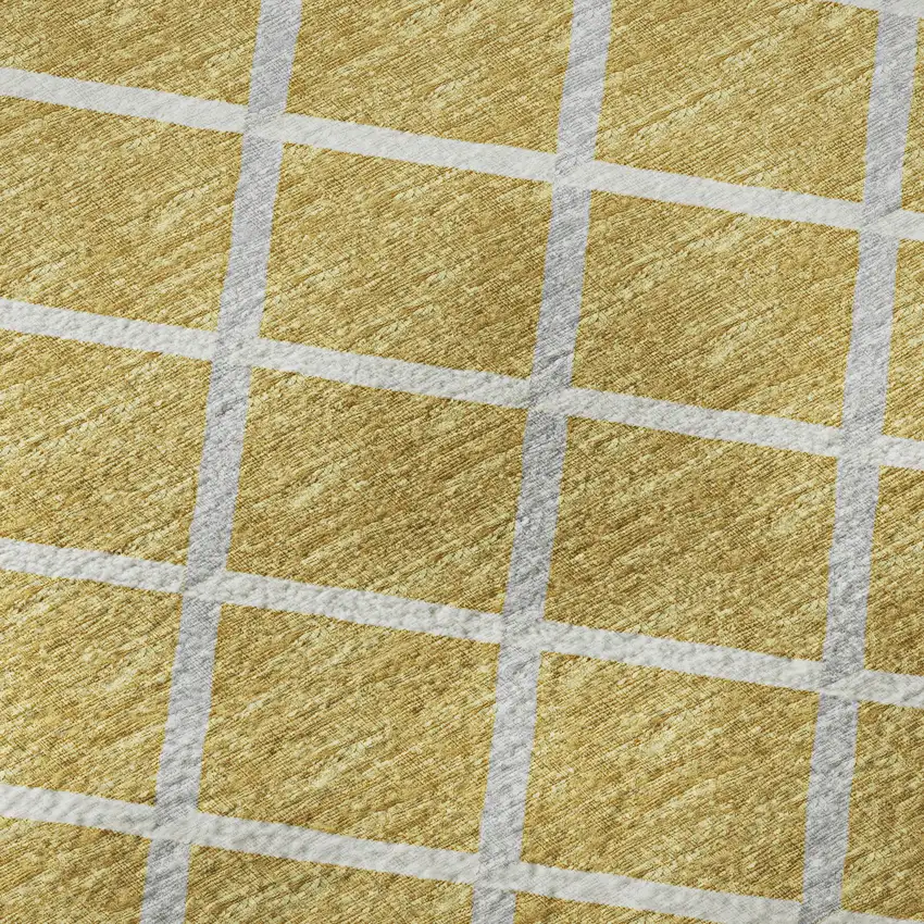 Gold And Ivory Geometric Washable Area Rug With UV Protection Photo 9