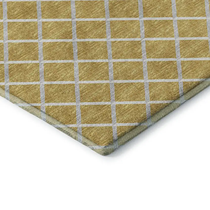 Gold And Ivory Geometric Washable Area Rug With UV Protection Photo 7