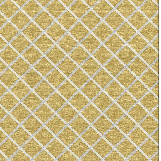 Gold And Ivory Geometric Washable Area Rug With UV Protection Photo 4