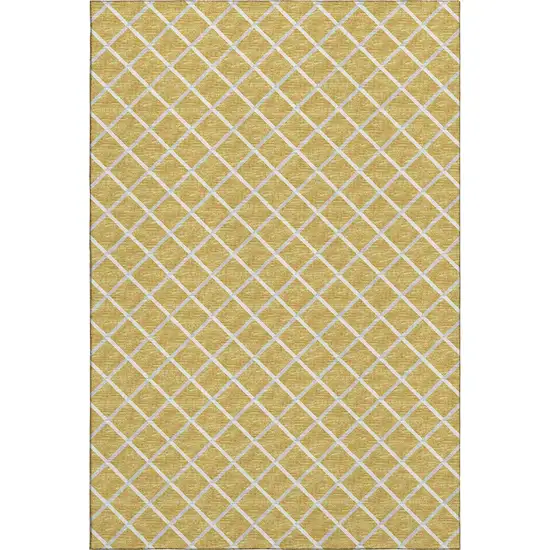 Gold And Ivory Geometric Washable Area Rug With UV Protection Photo 2
